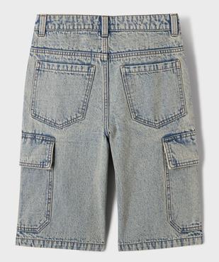 Bermuda en jean cargo regular en coton délavé garçon vue4 - GEMO (JUNIOR) - GEMO