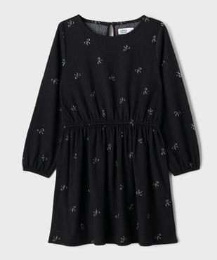 Robe manches longues en maille extensible imprimé fille vue1 - GEMO 4G FILLE - GEMO