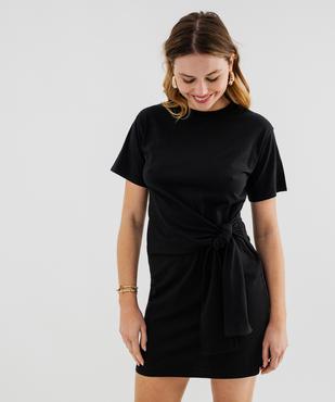 Robe tee-shirt courte à manches courtes avec effet plissé femme vue5 - GEMO 4G FEMME - GEMO
