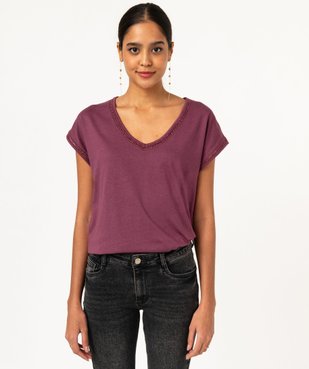 Tee-shirt à manches courtes avec finitions scintillantes femme vue1 - GEMO 4G FEMME - GEMO
