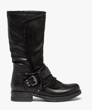 Bottes femme unies style motard à brides fantaisie vue1 - GEMO (CASUAL) - GEMO