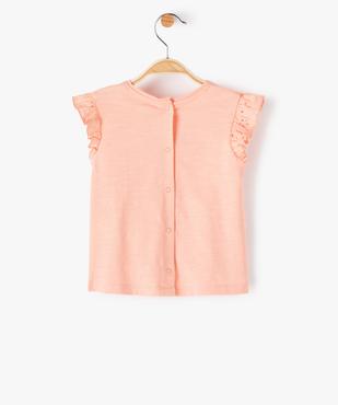 Tee-shirt bébé fille sans manches avec dentelle et liseré pailleté vue3 - GEMO 4G BEBE - GEMO