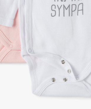 Body bébé manches longues fermeture croisée (lot de 3) vue4 - GEMO 4G BEBE - GEMO