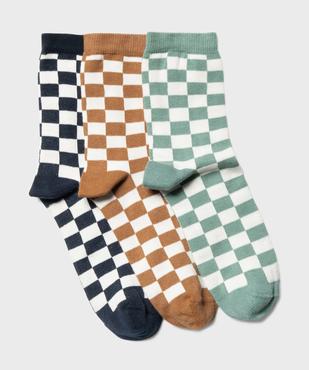 Chaussettes à carreaux damier tige haute garçon (lot de 3) vue1 - GEMO 4G GARCON - GEMO