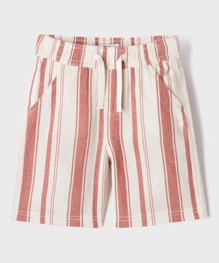Bermuda large en coton tissé rayé à taille élastiquée garçon vue3 - GEMO 4G GARCON - GEMO