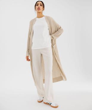Gilet long en maille pailletée ajourée femme vue1 - GEMO(FEMME PAP) - GEMO