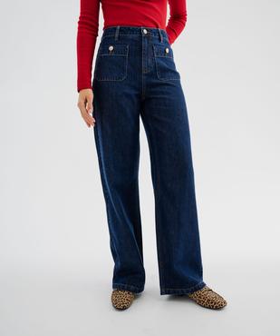 Jean wide leg taille haute avec poches plaquées femme  - LuluCastagnette vue1 - LULU CASTAGNETTE GEMO FOR GOOD - GEMO