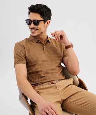 Polo manches courtes à rayures texturées homme vue1 - GEMO (HOMME) - GEMO