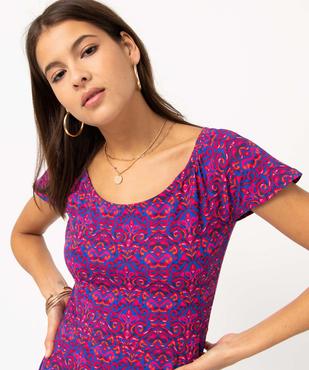 Robe femme imprimée à manches courtes et col modulable vue2 - GEMO(FEMME PAP) - GEMO
