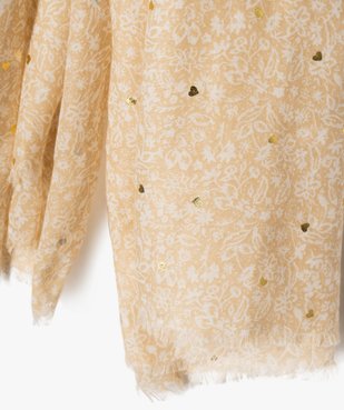Foulard fleuri à cœurs brillants femme vue2 - GEMO 4G FEMME - GEMO