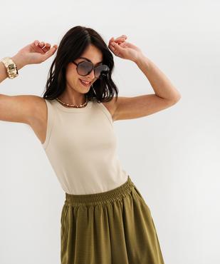 Débardeur en maille côtelée emmanchures américaines femme vue1 - GEMO 4G FEMME - GEMO