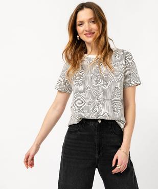 Tee-shirt manches courtes imprimé graphique femme vue1 - GEMO 4G FEMME - GEMO