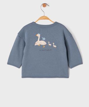 Sweat brassière fermeture latérale avec motif dos bébé garçon vue3 - GEMO 4G BEBE - GEMO