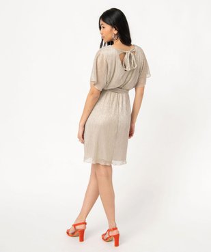 Robe scintillante à manches courtes en maille plissée femme vue3 - GEMO(FEMME PAP) - GEMO