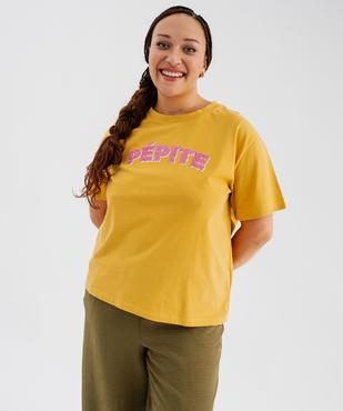 Tee-shirt manches courtes avec motifs femme grande taille vue2 - GEMO (G TAILLE) - GEMO
