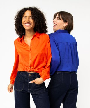 Chemise en satin à manches longues femme vue6 - GEMO 4G FEMME - GEMO