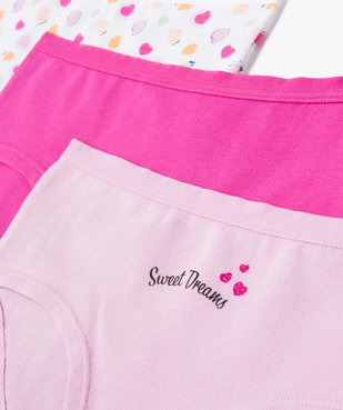 Shorties à motifs coeurs en coton extensible fille (lot de 3) vue2 - GEMO 4G FILLE - GEMO