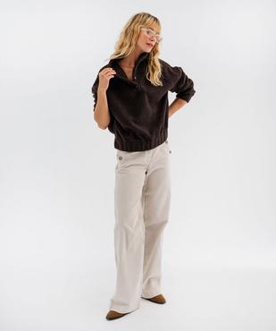 Sweat oversize en maille bouclette avec col montant femme vue4 - GEMO(FEMME PAP) - GEMO