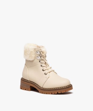 Boots fille unies à col fourré retourné avec lacets vue2 - GEMO (ENFANT) - GEMO