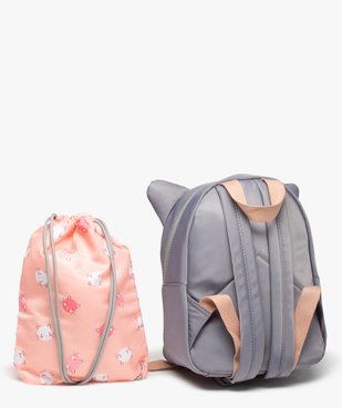 Sac à dos maternelle fille imprimé chats avec pochette assortie vue2 - GEMO (ENFANT) - GEMO