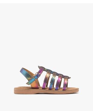 Sandales en cuir forme spartiates irisées fille - Tanéo vue1 - TANEO GEMO FOR GOOD - GEMO