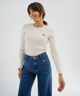 Pull fin en maille côtelée à col rond femme - LuluCastagnette vue1 - LULUCASTAGNETTE - GEMO