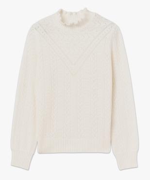 Pull en maille ajourée avec col montant froncé femme vue4 - GEMO(FEMME PAP) - GEMO