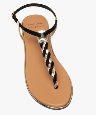 Sandales femme plates avec bride tressée à entre-doigt détails métallisés vue11 - VALENTINA BALDA - GEMO