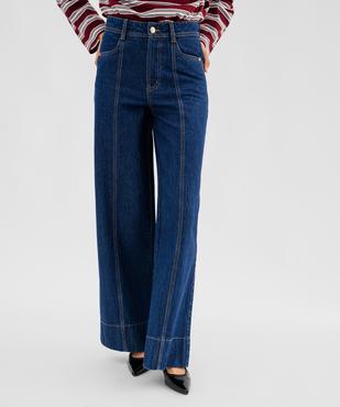Jean palazzo taille haute femme vue1 - GEMO 4G FEMME - GEMO
