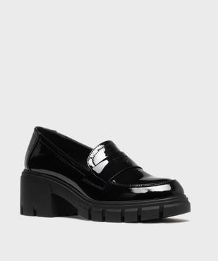 Mocassins vernis sur semelle crantée et talon bloc femme - 5 Miles vue2 - 5 MILES - GEMO