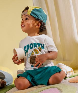 Short en maille French Terry avec taille élastique bébé garçon vue4 - GEMO(BEBE DEBT) - GEMO