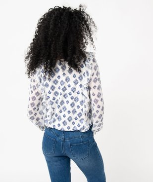 Tee-shirt femme imprimé à manches longues en voile et volants vue3 - GEMO(FEMME PAP) - GEMO