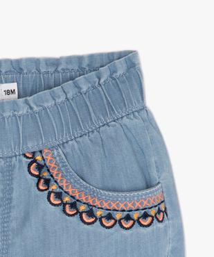 Short bébé fille bloomer en chambray brodé vue2 - GEMO(BEBE DEBT) - GEMO