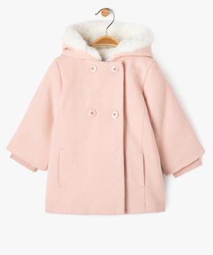 Manteau à capuche avec doublure peluche bébé fille vue1 - GEMO 4G BEBE - GEMO