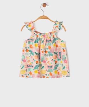 Blouse à  bretelles volantées en viscose imprimée bébé fille vue3 - GEMO(BEBE DEBT) - GEMO