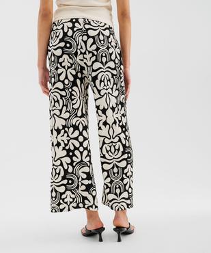 Pantalon ample en matière texturée avec ceinture élastique femme vue3 - GEMO 4G FEMME - GEMO