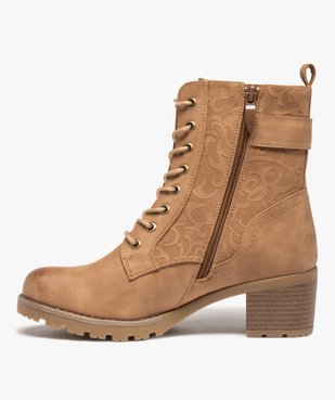 Boots femme à talon carré dessus uni avec motifs végétaux vue4 - GEMO(URBAIN) - GEMO