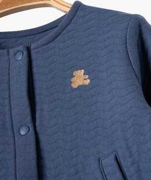 Sweat boutonné en jersey matelassé bébé fille - LuluCastagnette vue2 - LULUCASTAGNETTE - GEMO