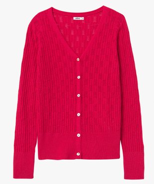 Gilet femme à col V en fine maille fantaisie  vue4 - GEMO(FEMME PAP) - GEMO