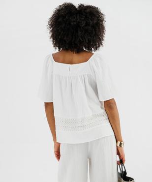 Blouse en gaze de coton avec détails brodés femme vue3 - GEMO(FEMME PAP) - GEMO