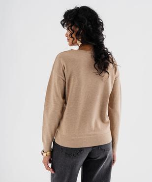 Pull col V en fine maille fluide pailletée femme vue3 - GEMO(FEMME PAP) - GEMO