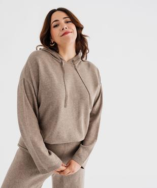 Pull à capuche coupe loose en fine maille femme vue2 - GEMO (G TAILLE) - GEMO