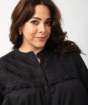 Chemise en coton avec plastron froncé femme grande taille vue5 - GEMO (G TAILLE) - GEMO