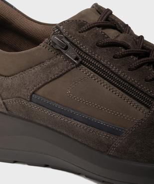 Baskets basses dessus cuir avec double fermeture homme - Tanéo vue6 - TANEO - GEMO