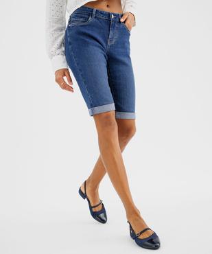 Bermuda en jean extensible à revers femme vue1 - GEMO(FEMME PAP) - GEMO