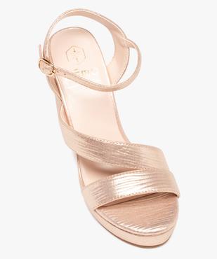 Sandales femme à talon carré et dessus textile brillant vue6 - GEMO(URBAIN) - GEMO