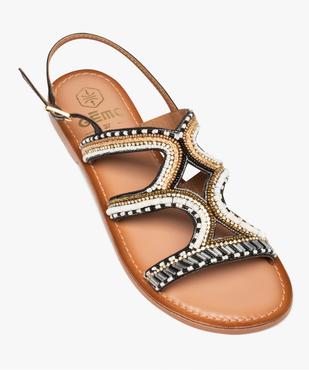 Sandales femme à talon plat ornées de perles et de strass vue5 - GEMO (CASUAL) - GEMO