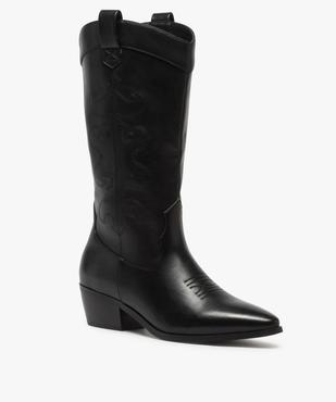 Bottes femme esprit santiags avec tige brodée vue2 - GEMO (CASUAL) - GEMO