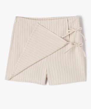 Jupe-short à fines rayures et pan noué fille vue3 - GEMO (JUNIOR) - GEMO