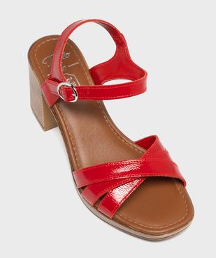 Sandales à talon haut en cuir verni avec brides croisées femme - Tanéo vue5 - TANEO - GEMO